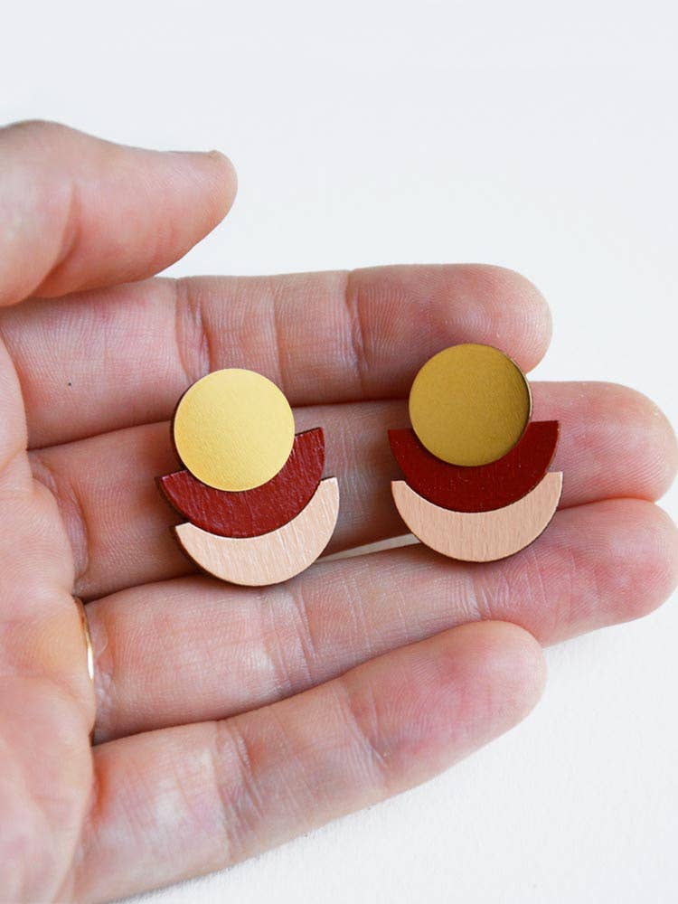 Pendientes Saturno - carmin