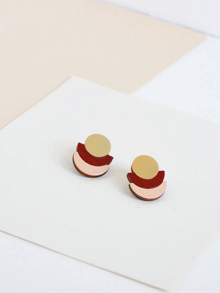 Pendientes Saturno - carmin