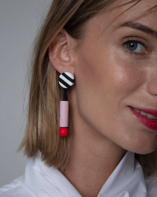 Pendientes péndulo rosa