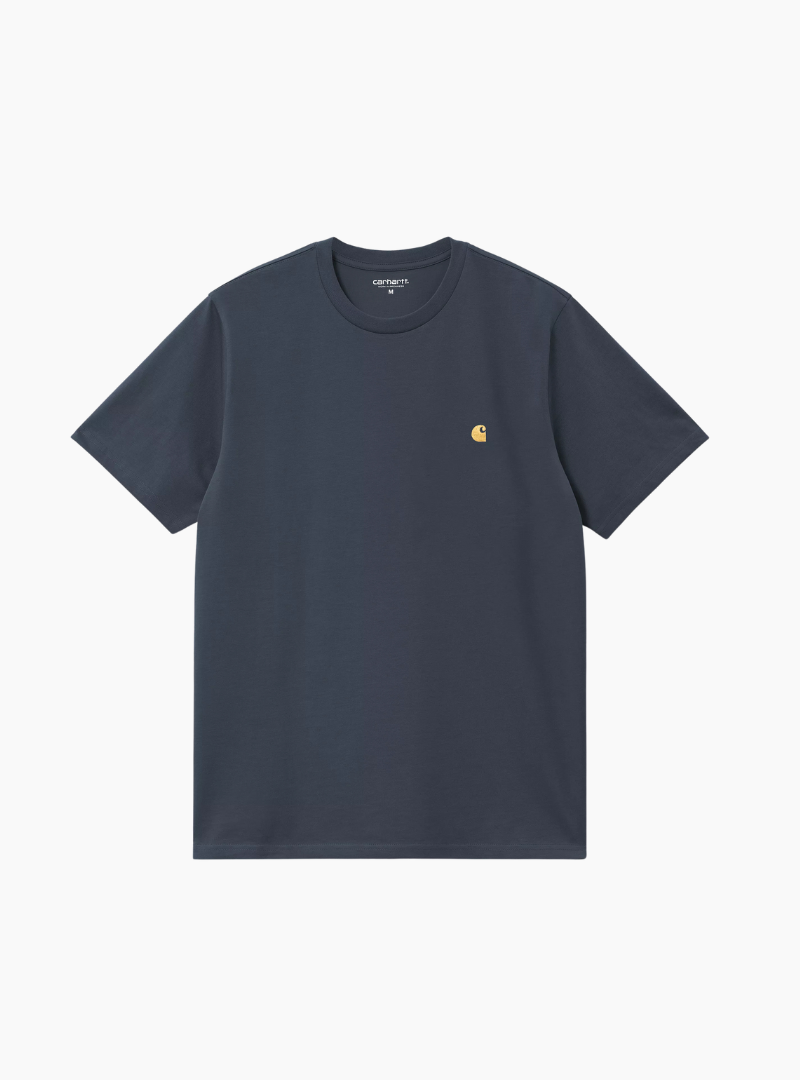 Camiseta S/S Chase - dusky blue / gold