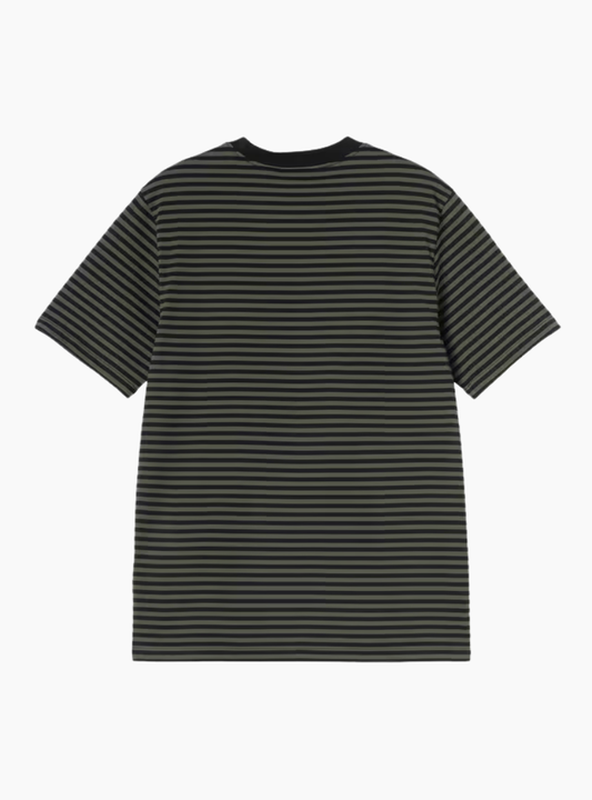 Camiseta S/S Verner Pocket - Stripe, Black / Opuntia