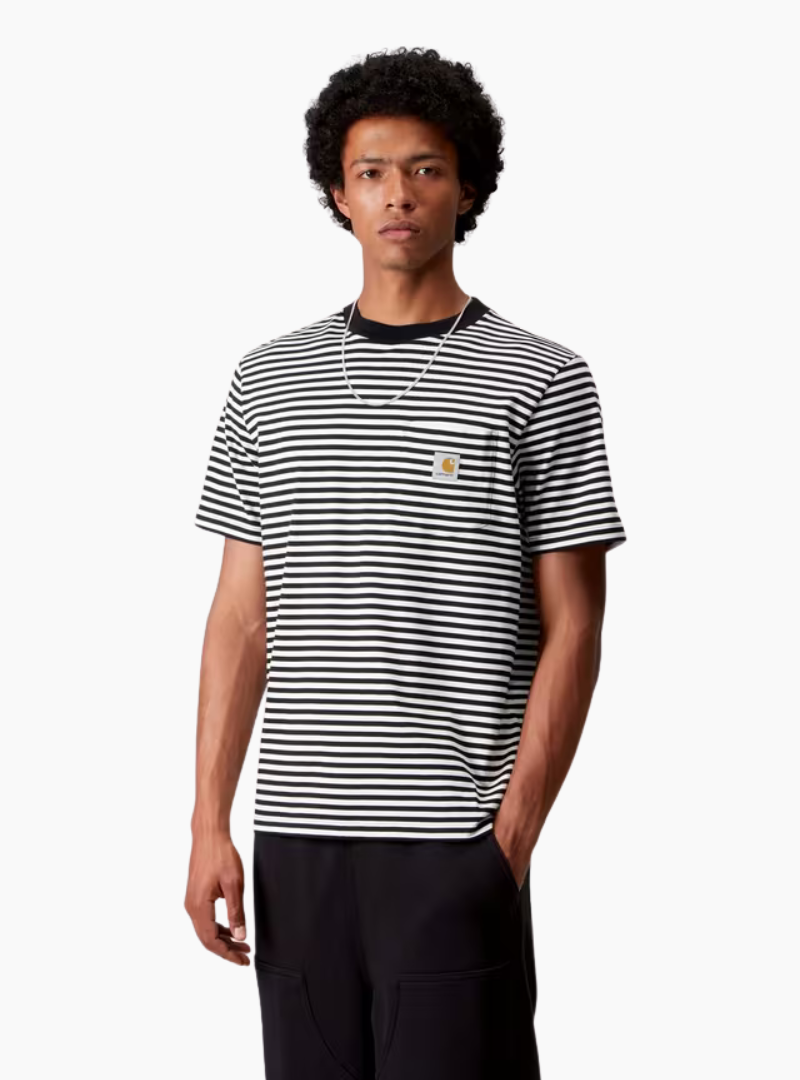 Camiseta S/S Verner Pocket - Stripe, Black / Wax