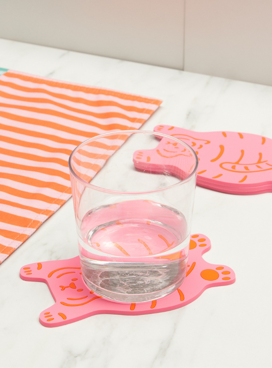 Set Posavasos Tigre Rosa - (4 uds)