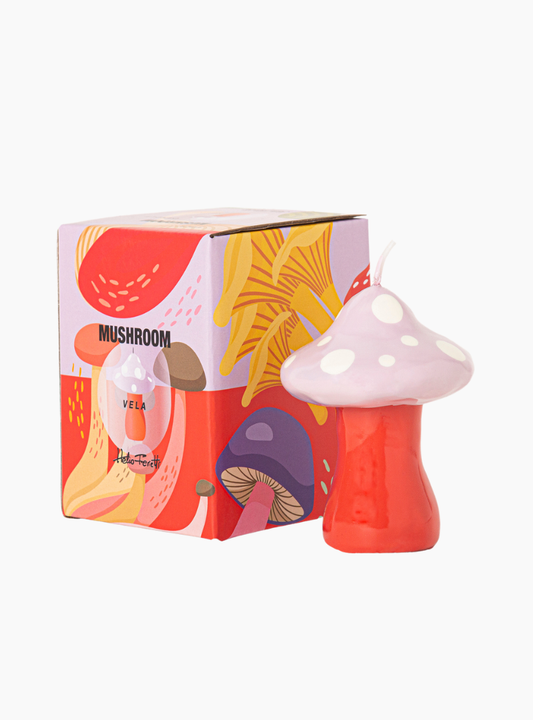 VELA DE HONGO PEQUEÑO ROSADO - PINTADA A MANO HF