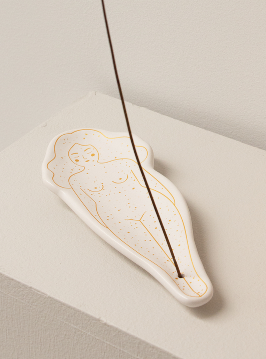 QUEMADOR DE INCIENSO TETAS BLANCAS - PINTADO A MANO HF