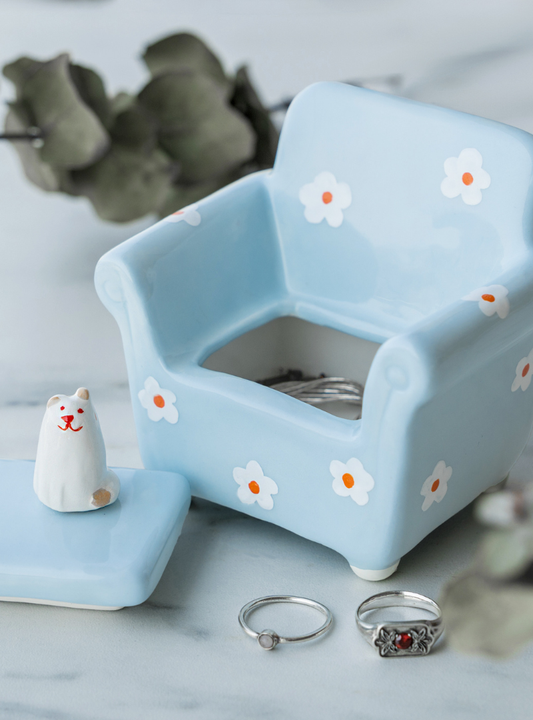 Joyero Sofá Flores con Gato