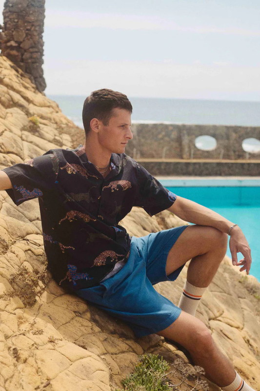 Camisa Cuban Leopard - Black