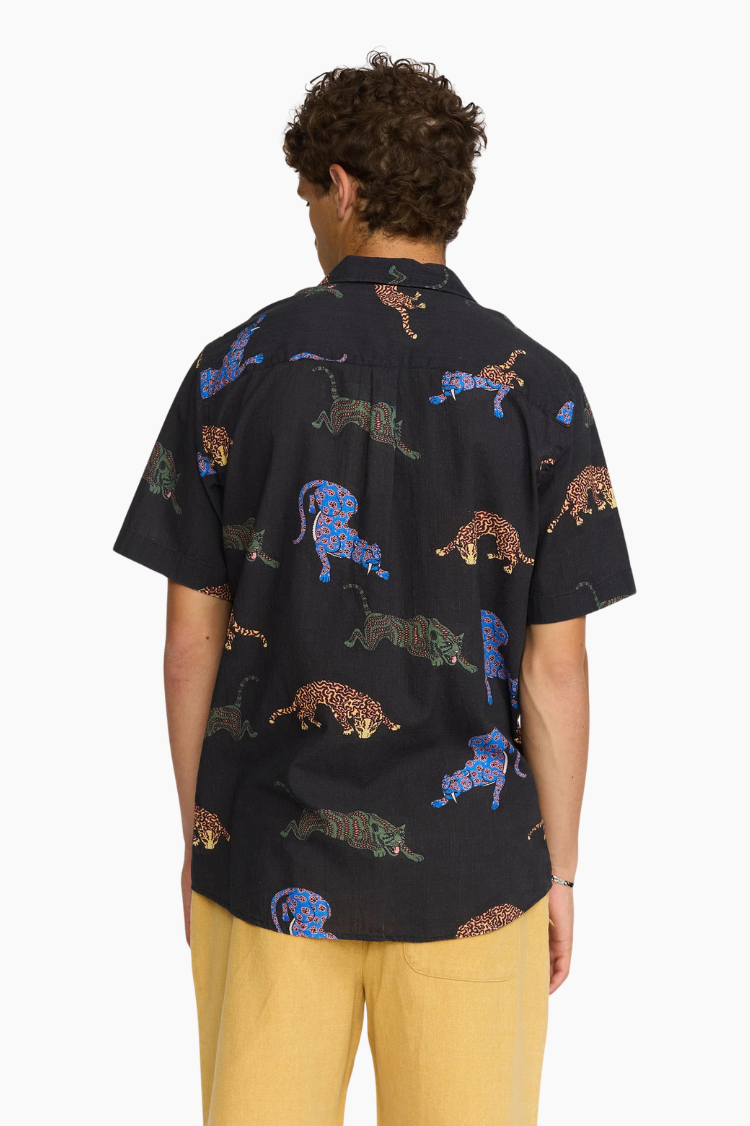 Camisa Cuban Leopard - Black