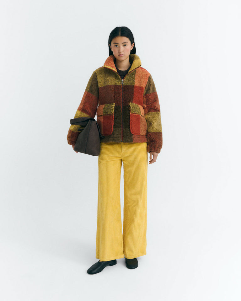 Chaqueta Sophie Creeck Checks borreguito marrón