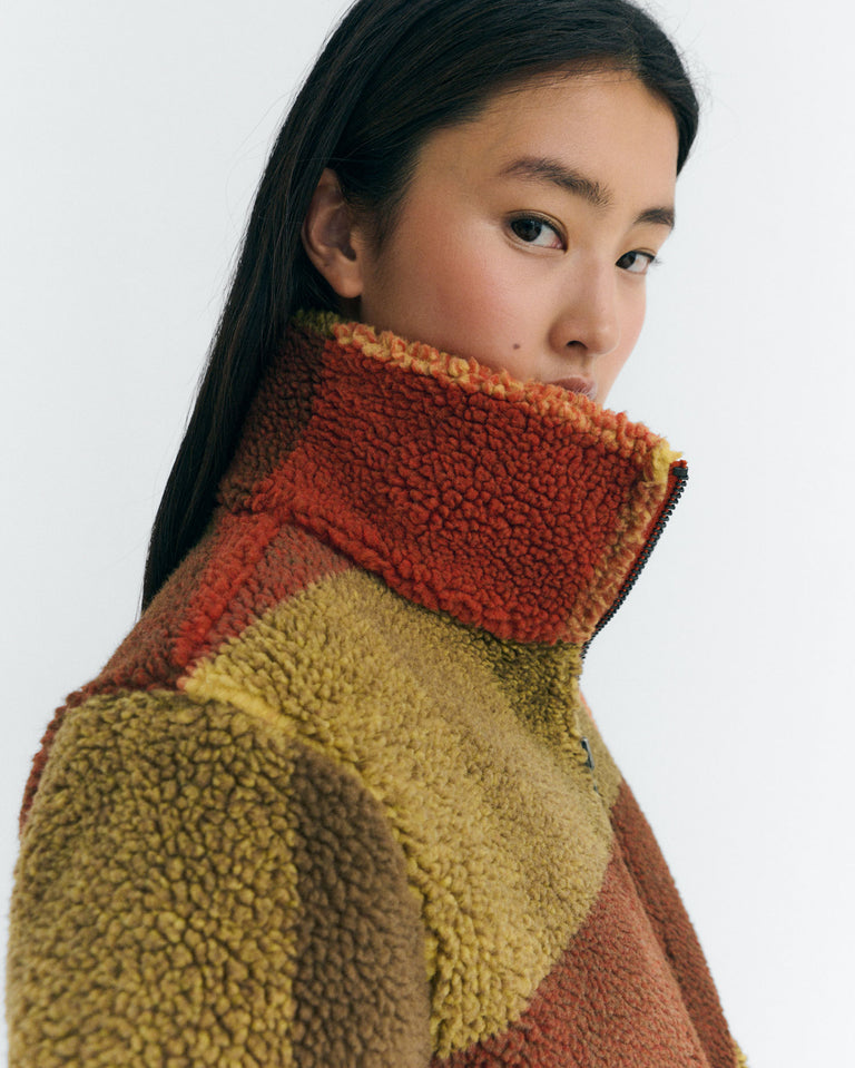 Chaqueta Sophie Creeck Checks borreguito marrón