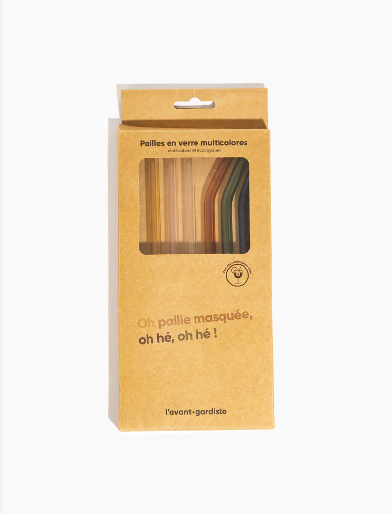 Pack 10 pajitas reutilizables - cristal muticolor