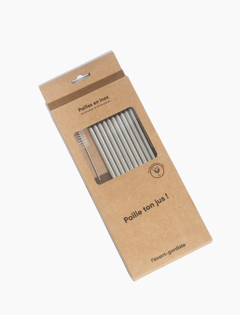 Pack 10 pajitas reutilizables - inox