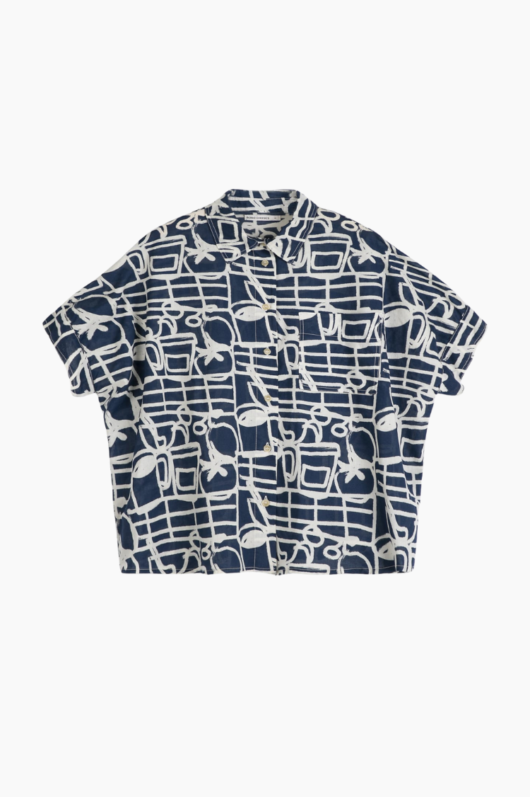 Camisa Bobo Choses Cookery Festival oversize azul con estampado