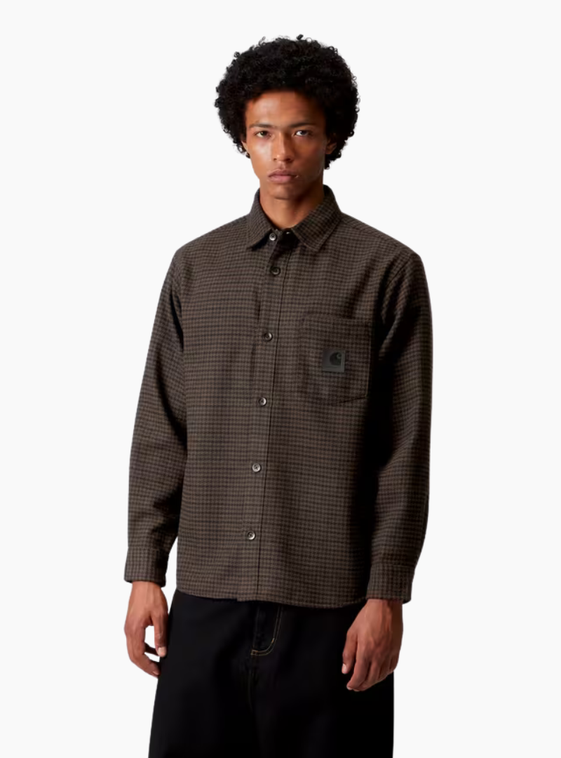 Camisa Carhartt WIP Lowis Houndstooth Vitola Heather en mezcla de poliéster y lana