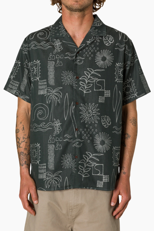 camisa katin usa habitat black wash jacquard negra hombre