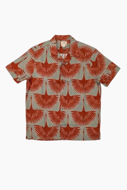Camisa Otherwise Roku verde grisáceo con estampado de pájaros en viscosa