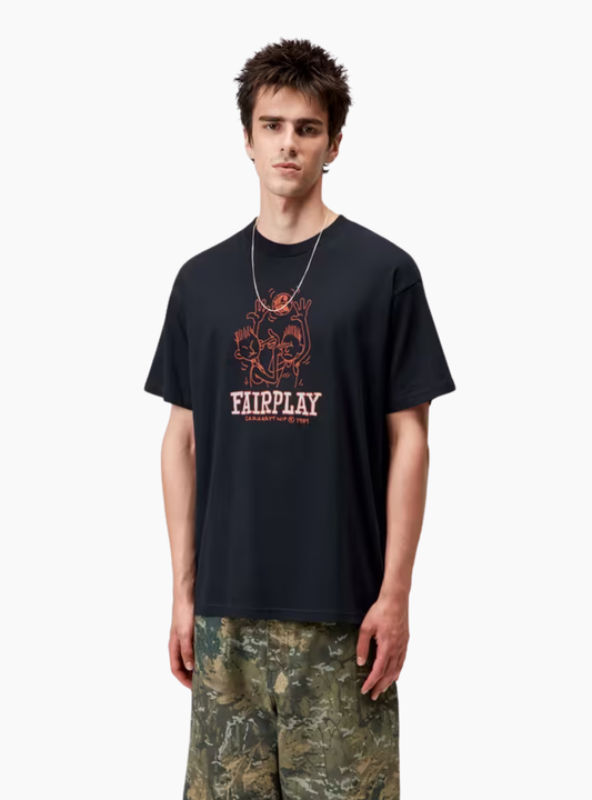 Camiseta Carhartt WIP S/S Fairplay color Dark Navy con estampado gráfico frontal