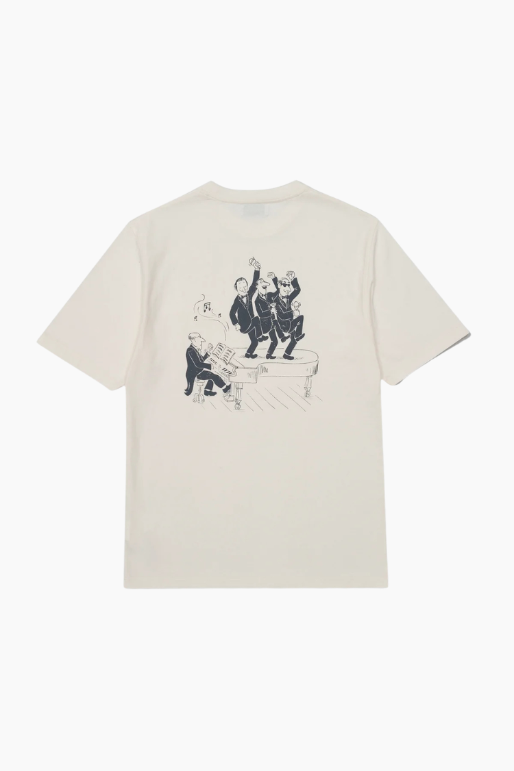 Camiseta Edmmond Keynotes off white hombre con ilustración musical en la espalda