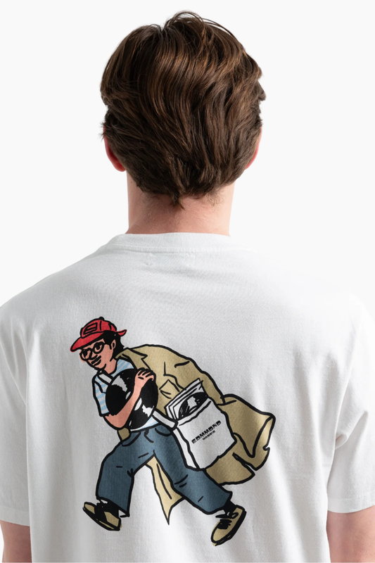 Camiseta Edmmond Melomaniac blanca hombre print trasero vinilos