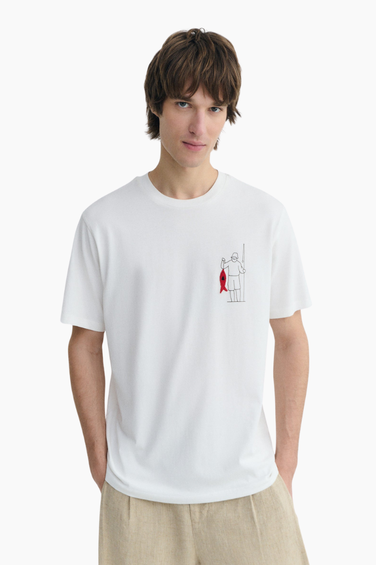 Camiseta Thinking Mu Fisherman Zach con bordado en algodón orgánico