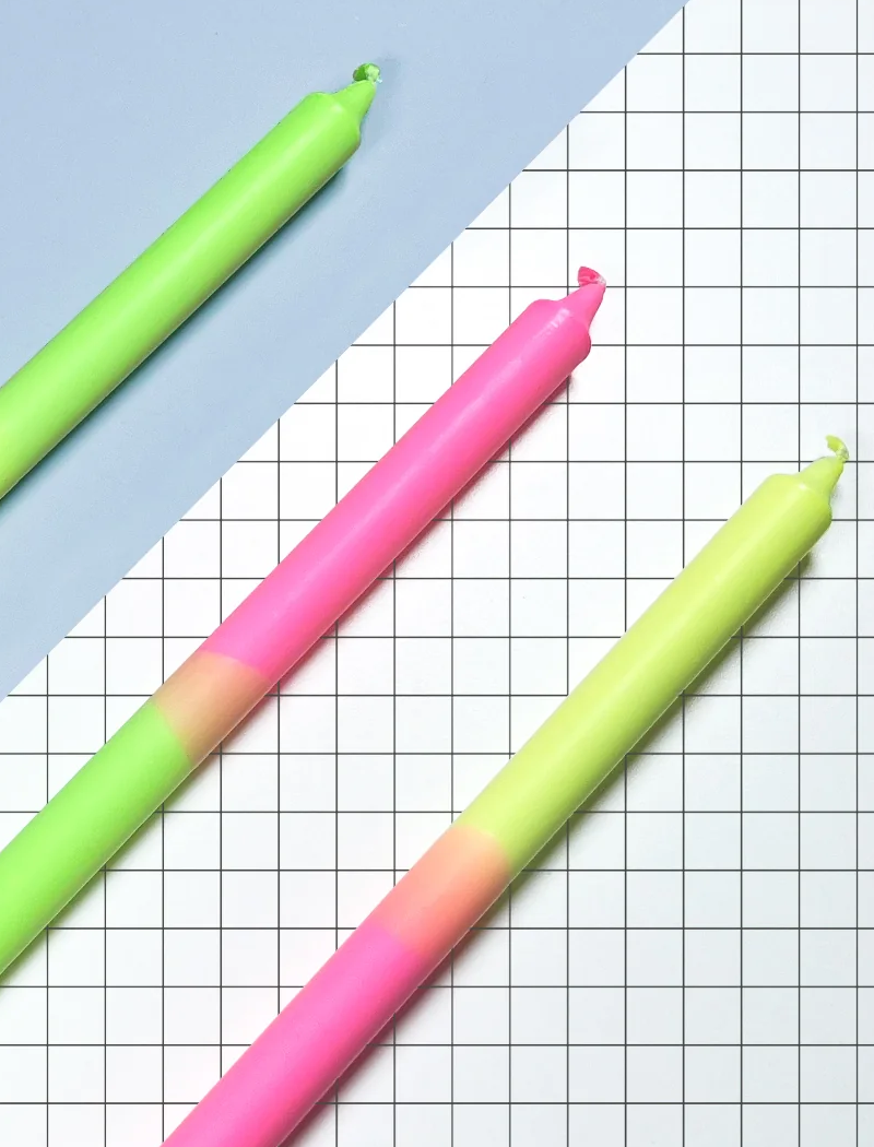 Pack 3 velas - Dip Dye Neon 35 cm - XL