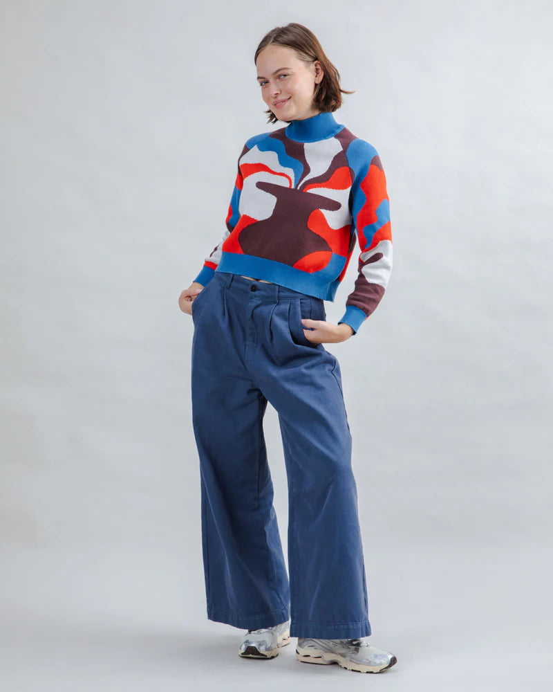 Jersey jacquard cropped Sobremesa de algodón orgánico Brava Fabrics