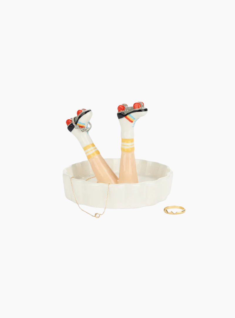 Joyero Happy Legs Retro Balvi cerámica pintada diseño patines vintage