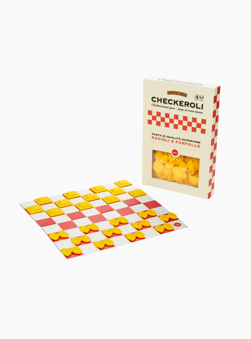 Juego de damas Checkeroli Balvi con tablero retro y piezas coloridas