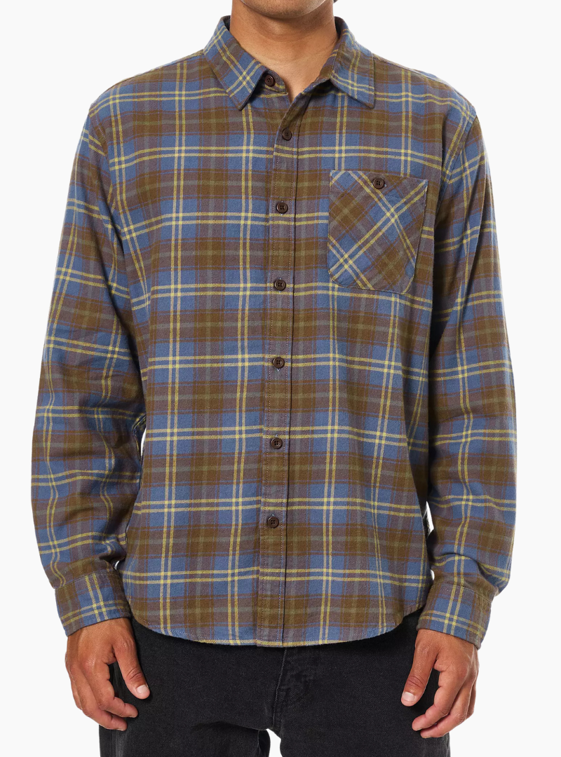 Camisa de franela para hombre Katin Derek Flannel 100% algodón con efecto lavado enzimático y acabado cepillado.