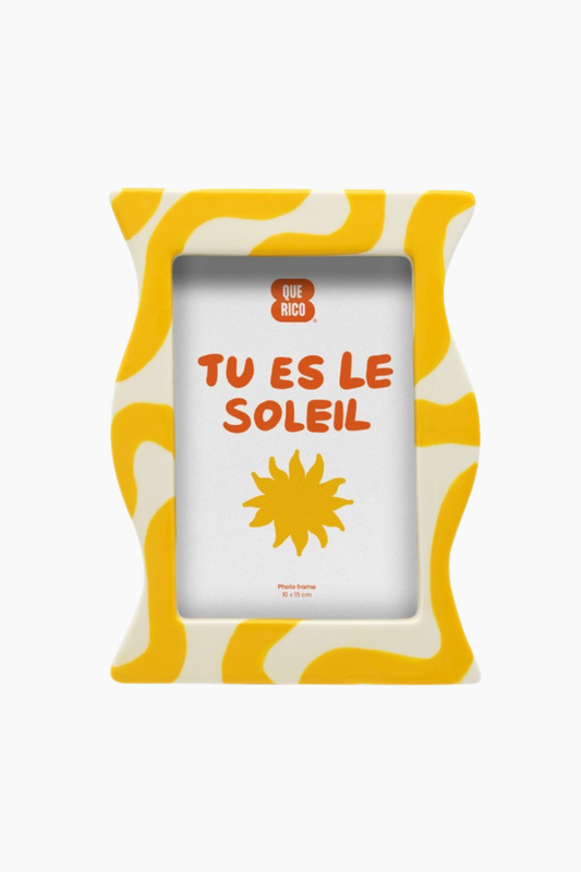 Marco fotos cerámico amarillo blanco Qué Rico Francisco