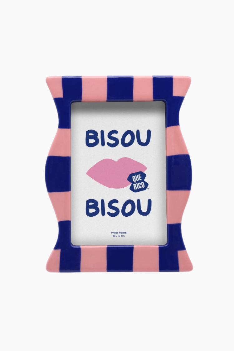 Marco fotos cerámico azul rosa Qué Rico Francisco