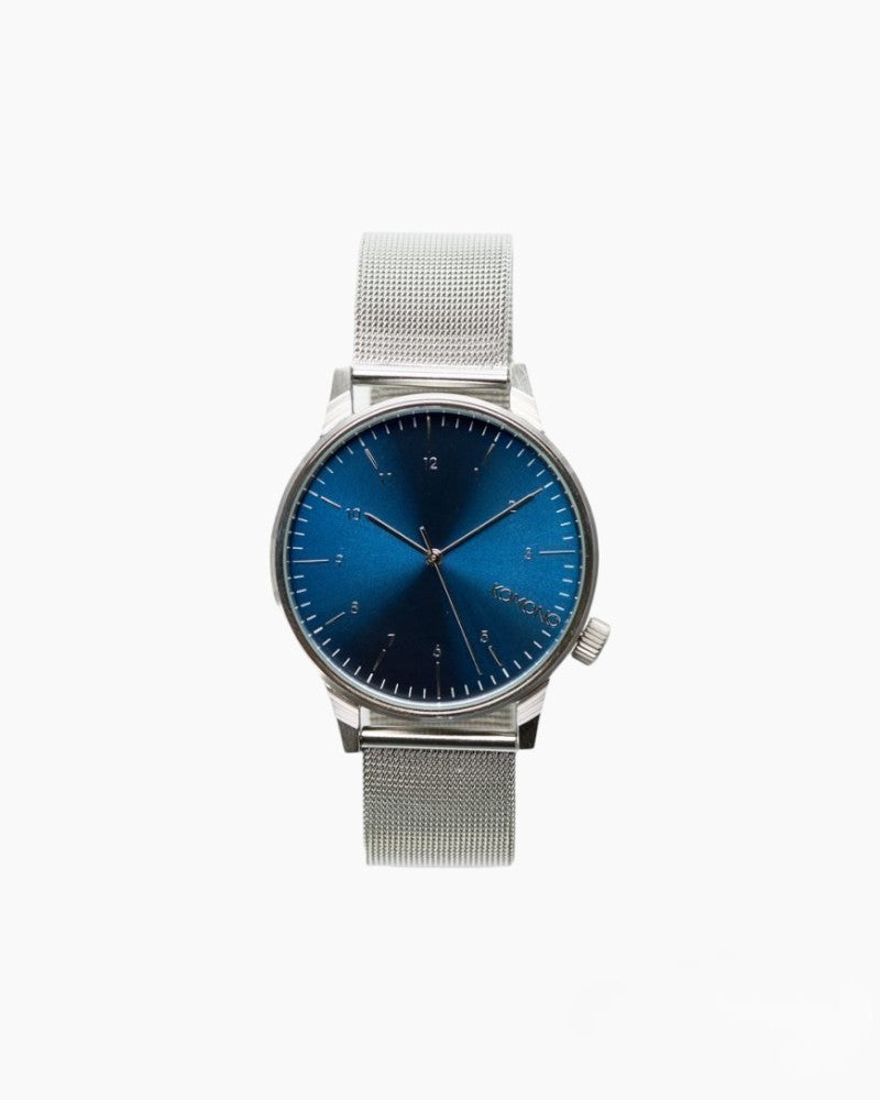 Reloj Winston Royale Silver Blue de Komono con esfera azul y correa plateada