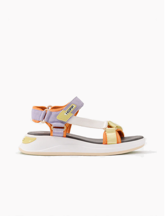 Sandalia Hoff Tetiaora para mujer multicolor en tonos lila, mostaza y coral con plantilla Memory Foam