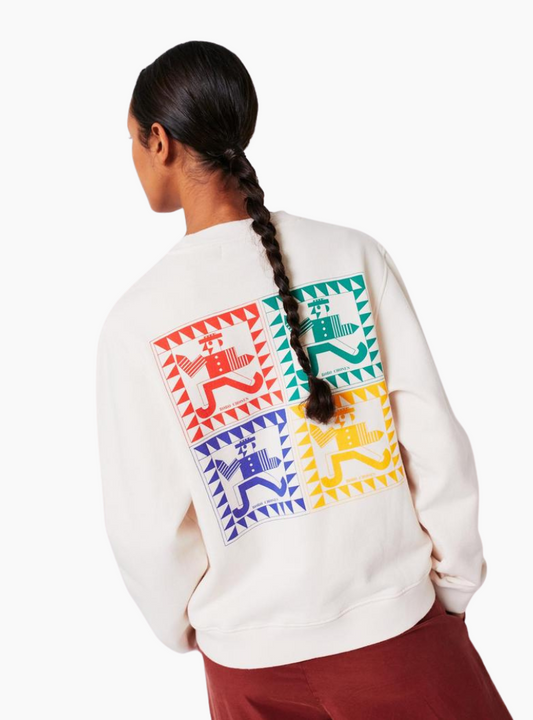 Sudadera Bobo Choses Mr Pencil mujer, blanco roto, 98% algodón orgánico, hecha en Portugal