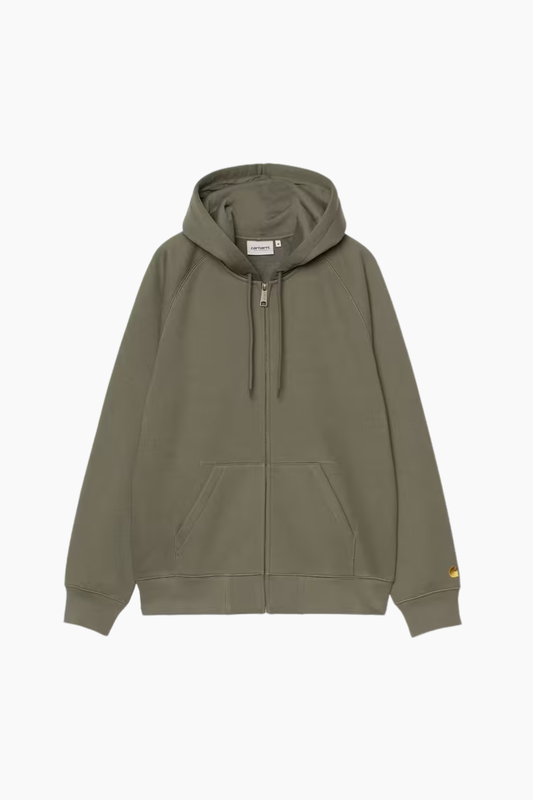 Sudadera Carhartt WIP Hooded Chase Jacket Leaf Gold con capucha y logo dorado