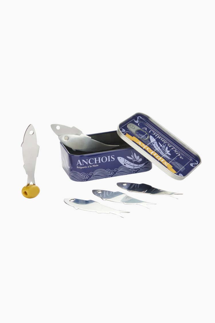 tenedores aperitivo anchoas lata azul balvi acero inoxidable