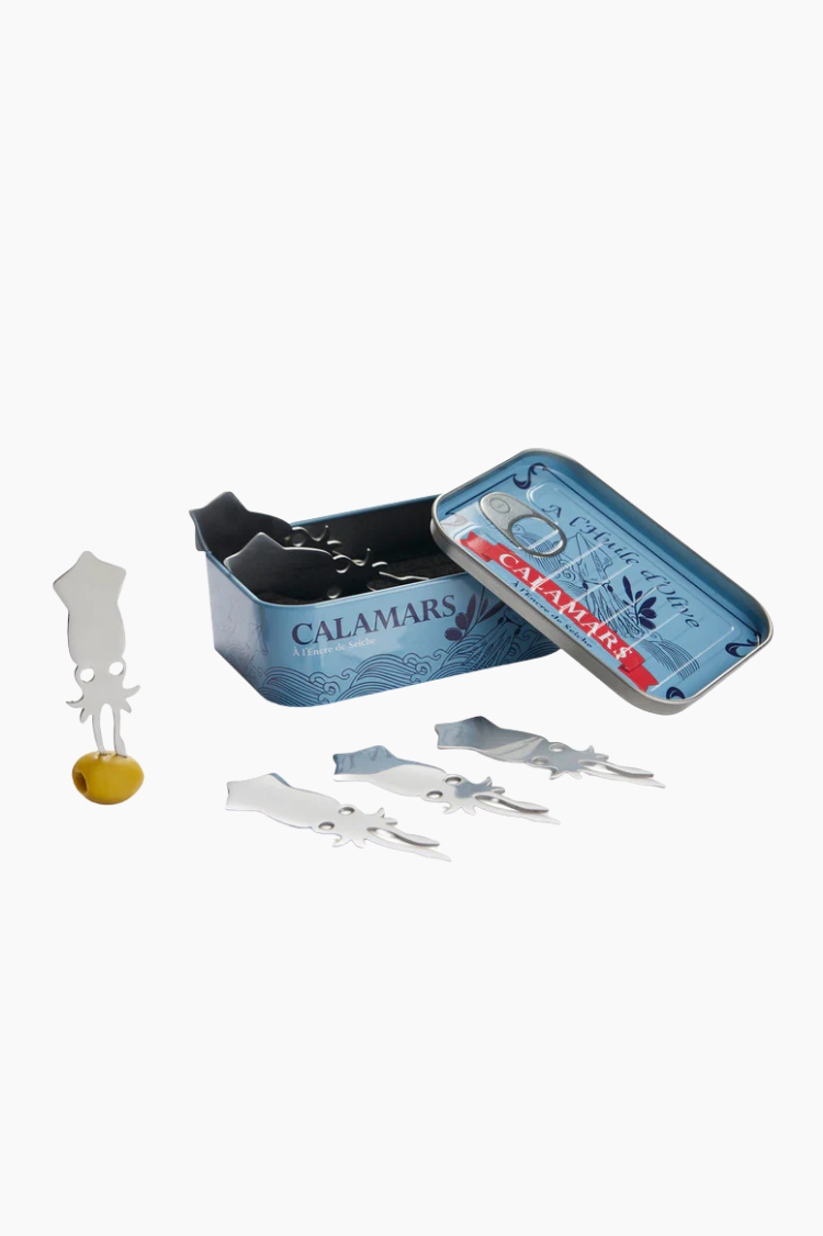 tenedores aperitivo calamares acero inoxidable lata conservera divertida
