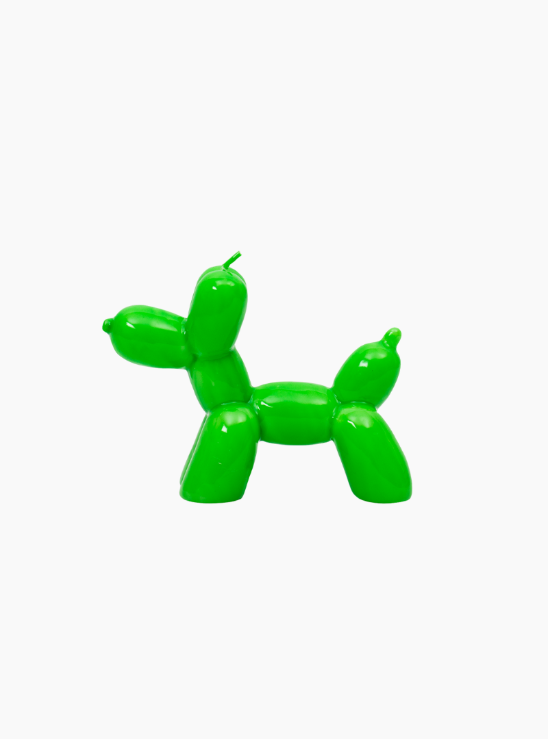 Vela Balloon Dog verde Helio Ferretti decorativa con forma de perro globo