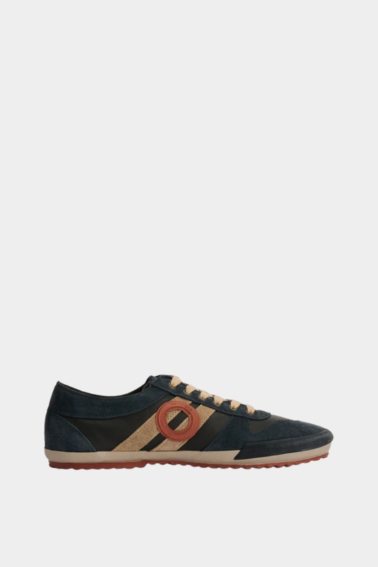 Zapatillas unisex Aro Ido Wash Midnight en piel y ante azul marino lavado con detalles beige y terracota