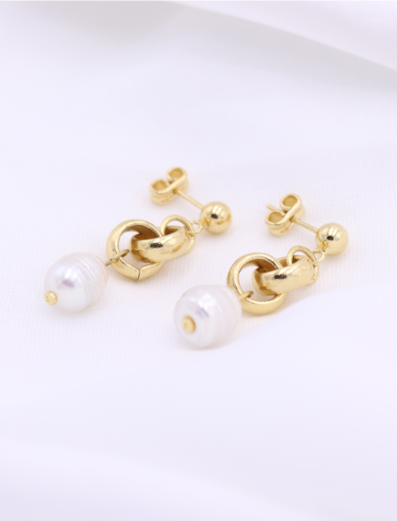 Pendientes Bling - oro / perla