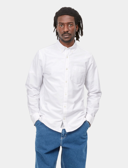 Camisa L/S Button Down Pocket - white
