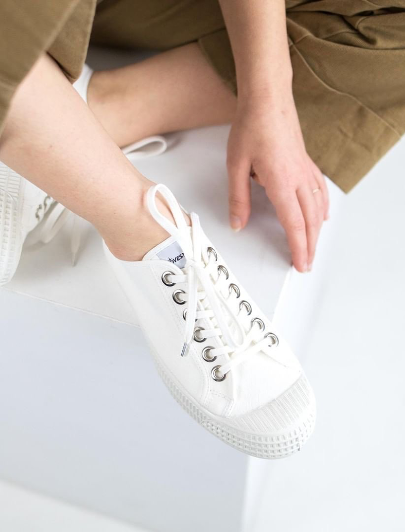 Zapatillas Novesta Star Master White unisex de lona blanca y caucho natural