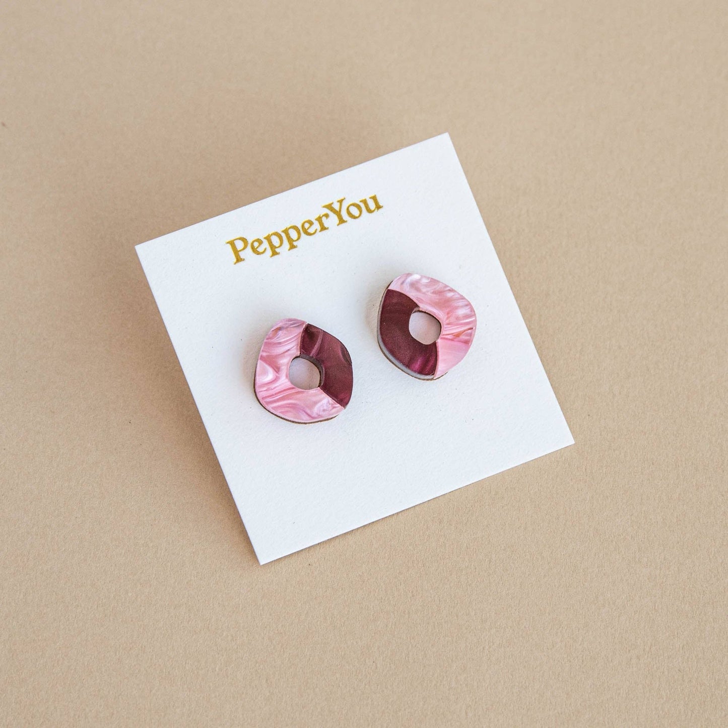 Pendientes «Oh» - merlot / rosa