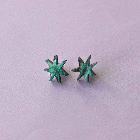 Pendientes estrella - mármol malva