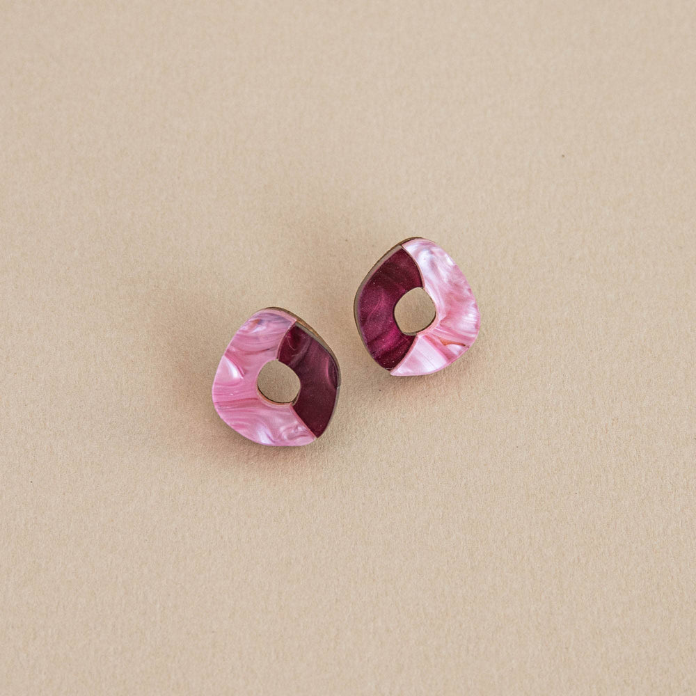 Pendientes «Oh» - merlot / rosa