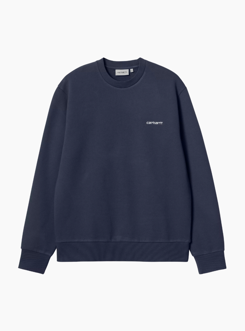 Sudadera Script Embroidery - air force blue / white