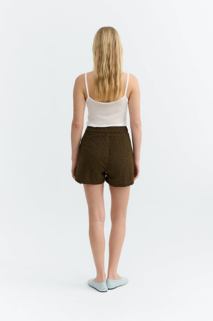 Pantalón corto Narciso seersucker - marrón