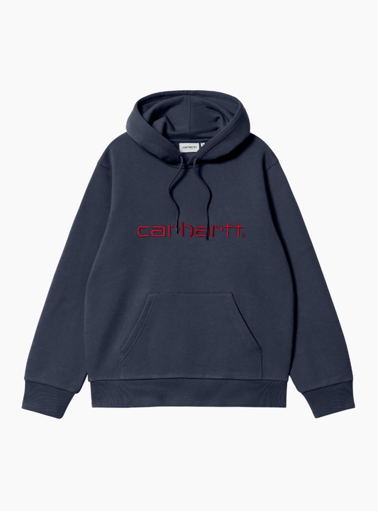 SUDADERA HOODED CARHARTT - AIR FORCE BLUE / MALBEC