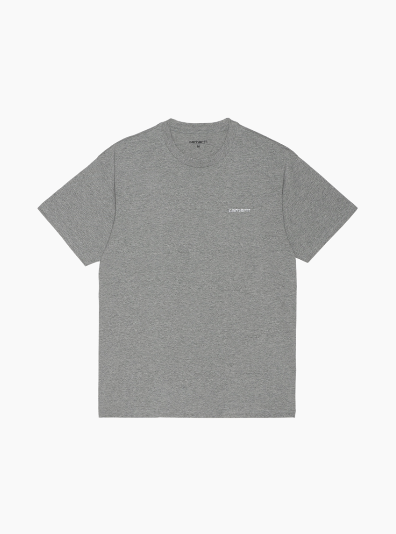 Camiseta s/s script embroidery t-shirt - grey heather / white