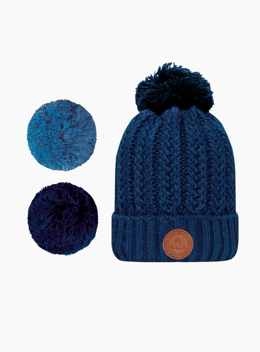 Gorro 3 pompones - moscow mule azul